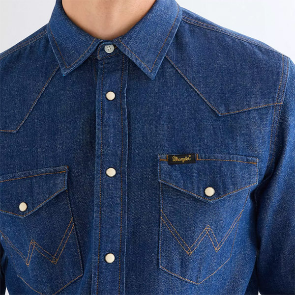 112378124 chemises Wrangler jean's homme bleu la joya western Strasbourg4