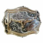 BKC2802 Boucle de ceinture tete de vache cactus country western unisexe