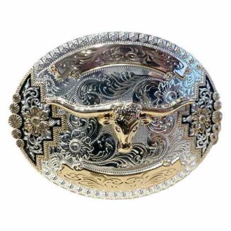 BKC2102 Boucle de ceinture tete de vache country western unisexe