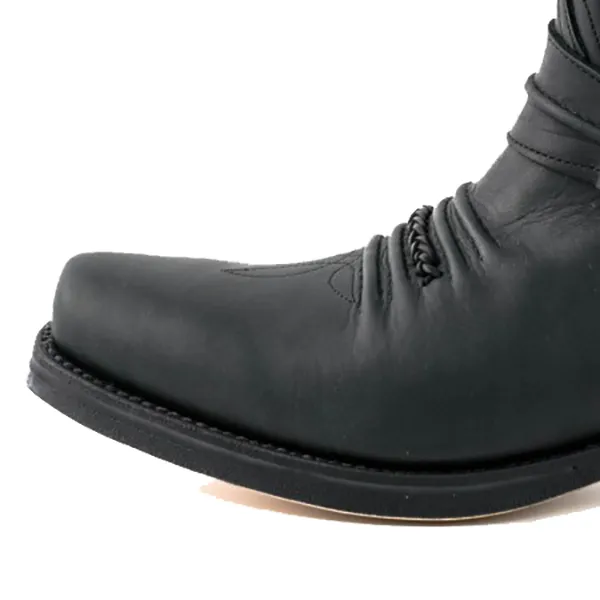 Mayura Boots 07 in Pull Grass Negro western country noir unisexe – Image 6