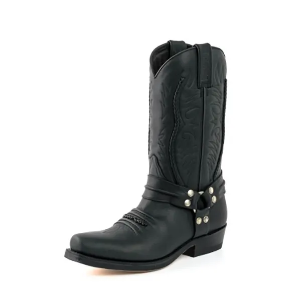 Mayura Boots 04 in Pull Grass Negro western country noir unisexe la joya western Strasbourg France