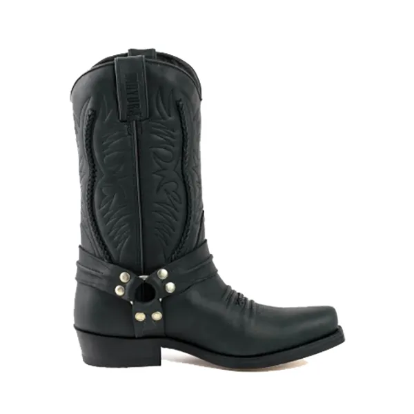 Mayura Boots 07 in Pull Grass Negro western country noir unisexe – Image 2