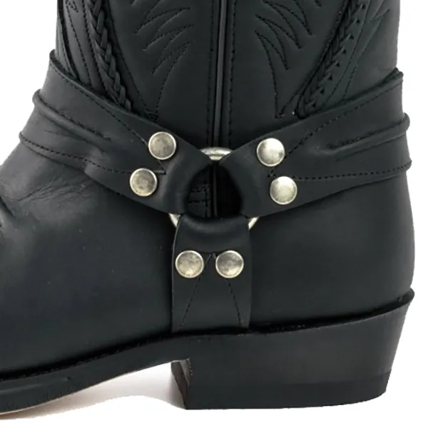 Mayura Boots 07 in Pull Grass Negro western country noir unisexe – Image 7