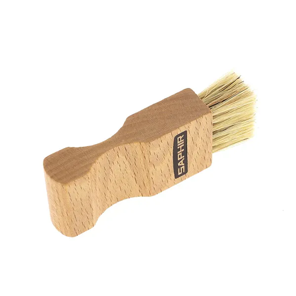 Brosse pommadier Poils blancs en soie naturelle 9cm Saphir – Image 2