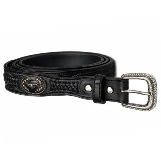 ceinture-noir-avec-tete-de-vache-unisexe-country-western-la-joya-western-Strasbourg