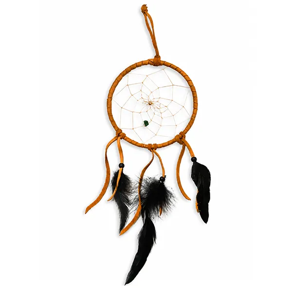 ref canada26-13A Capteur de rêves (diamètre 13cm) AMERINDIEN HURON 5 Nations Canada-HURON-capteur-indien-Huron-Canada-la-joya-western-fait-main