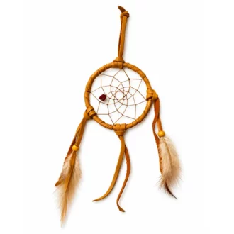 ref canada26-8A Capteur de rêves (diamètre 8cm) AMERINDIEN HURON 5 Nations Canada-HURON-capteur-indien-Huron-Canada-la-joya-western-fait-main