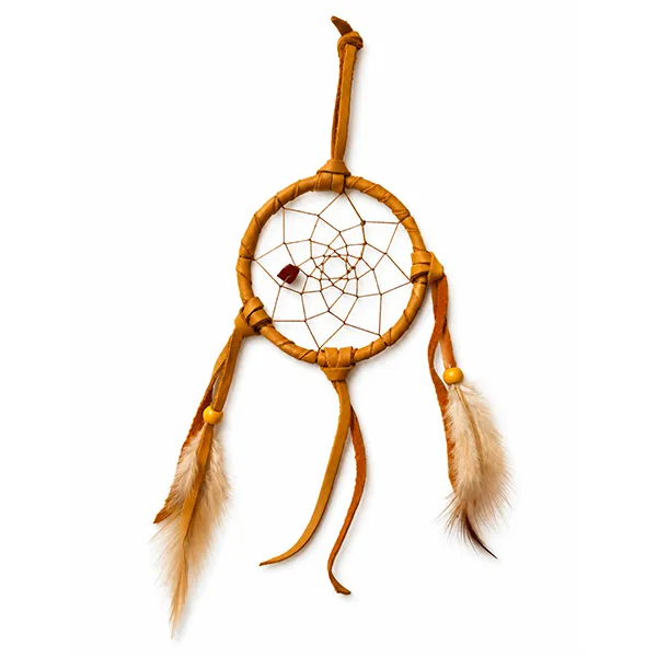 ref canada26-8A Capteur de rêves (diamètre 8cm) AMERINDIEN HURON 5 Nations Canada-HURON-capteur-indien-Huron-Canada-la-joya-western-fait-main