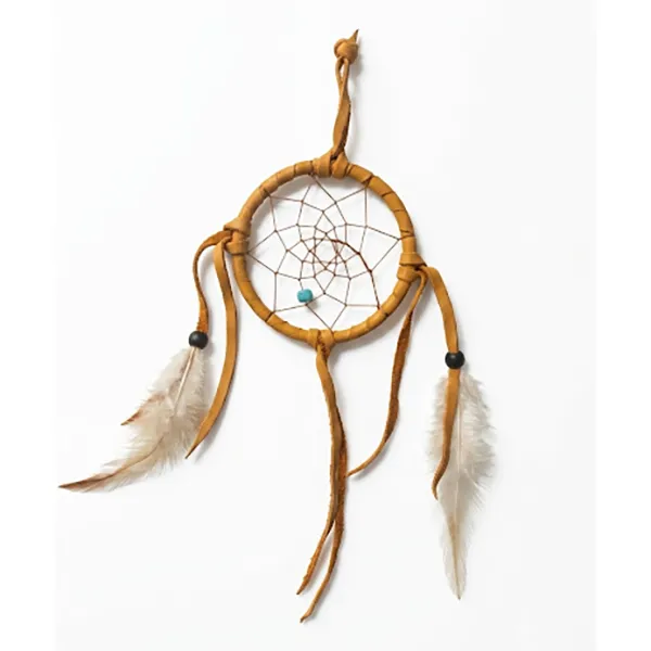 ref canada26-8B Capteur de rêves (diamètre 8cm) AMERINDIEN HURON 5 Nations Canada-HURON-capteur-indien-Huron-Canada-la-joya-western-fait-main