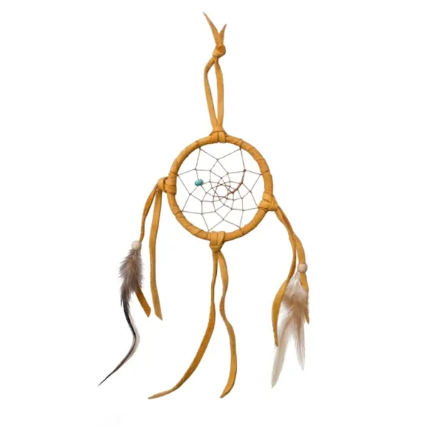 ref canada26-8D apteur de rêves (diamètre 8cm) AMERINDIEN HURON 5 Nations Canada-HURON-capteur-indien-Huron-Canada-la-joya-western-fait-main