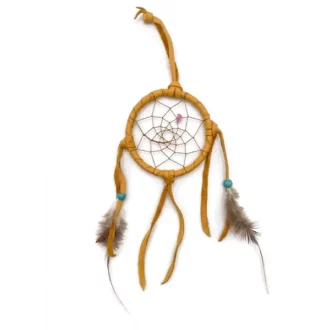 ref canada26-8E Capteur de rêves (diamètre 8cm) AMERINDIEN HURON 5 Nations Canada-HURON-capteur-indien-Huron-Canada-la-joya-western-fait-main