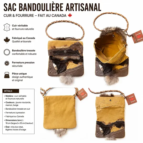 ref-SAC1-CANA022026 Sac indien Western Country Cuir made in CANADA unisexe la joya western Strasbourg