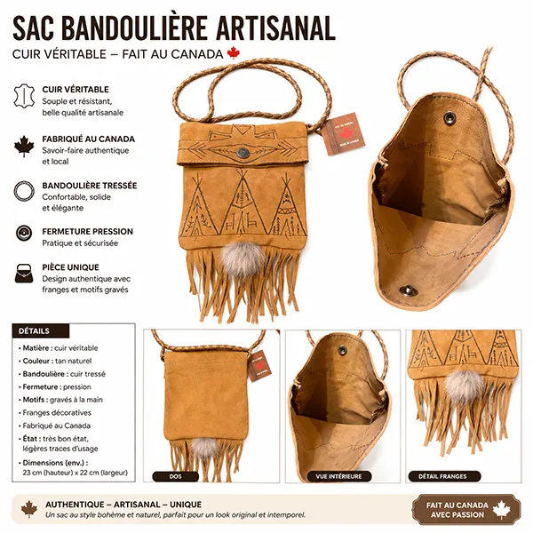 ref-SAC2-CANA022026 Sac indien Western Country Cuir made in CANADA unisexe la joya western Strasbourg1webp
