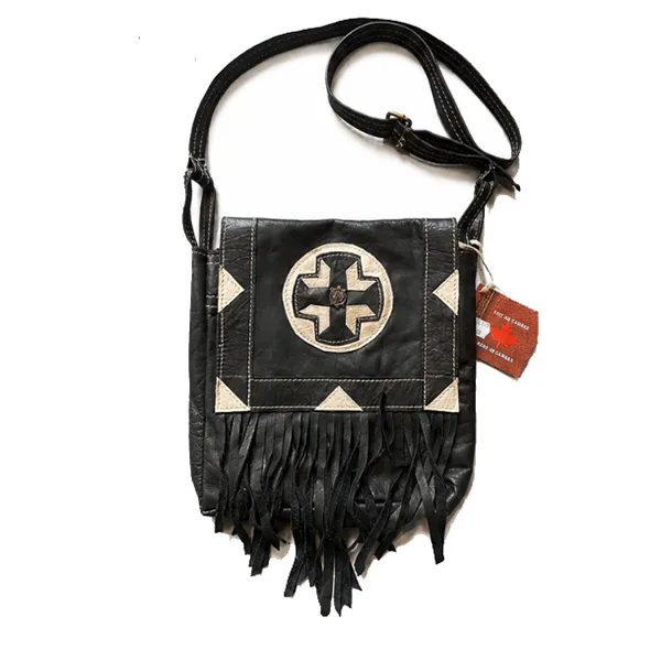 ref-SAC3-CANA022026 FLECHES Sac indien à franges Western Country Cuir made in CANADA unisexe la joya western Strasbourg