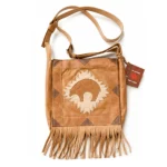 ref-SAC12-CANA022026 Sac en cuir marron indien à franges Western Country made in CANADA unisexe