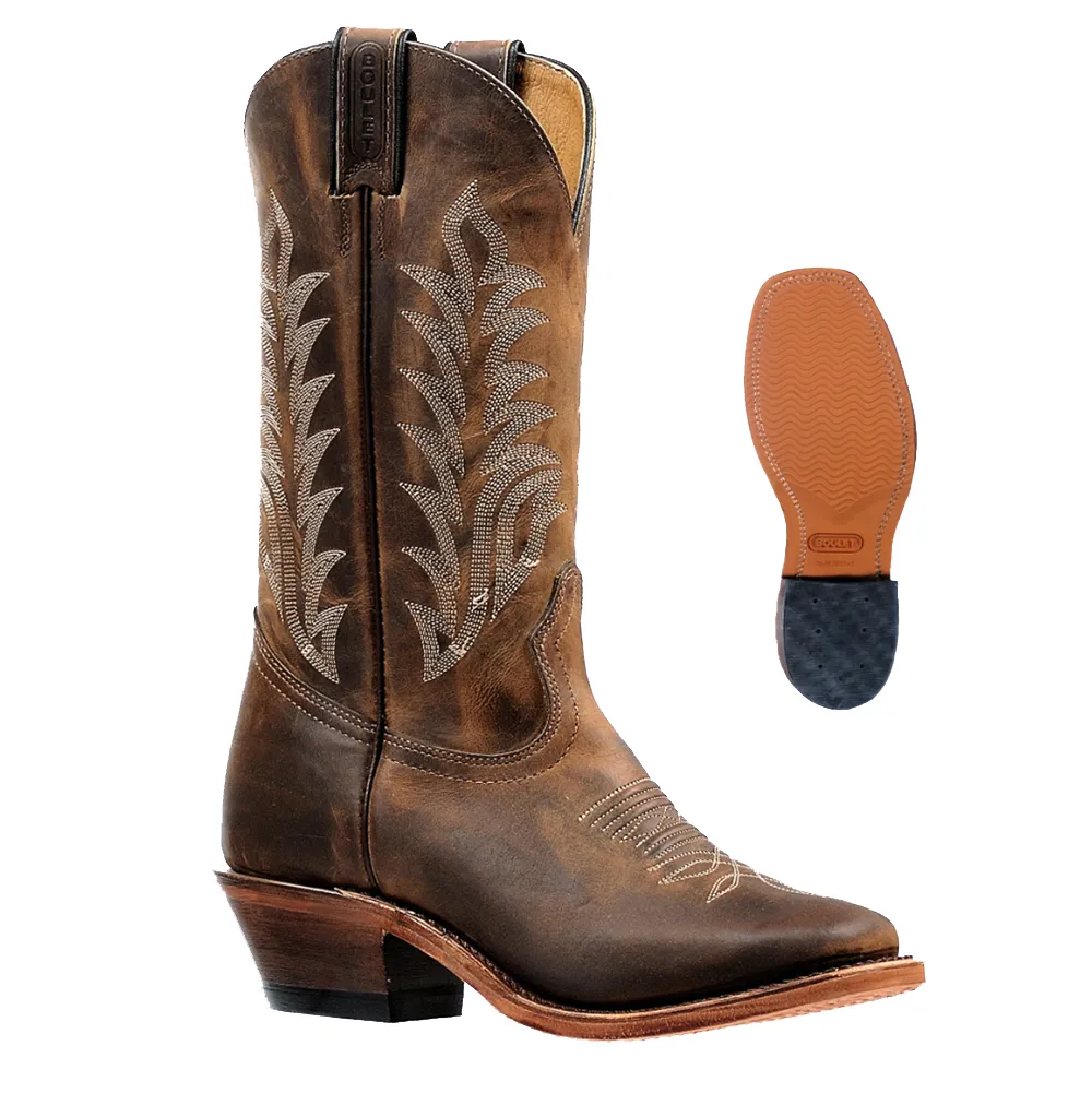 6373 Boulet-botte-country-western-femme-cuir-marron-bou carre la-joya-western-Strasbourg