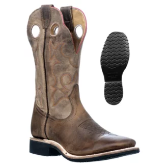 9347 Boulet-botte-country-western-homme-cuir-marron-bou carre la-joya-western-Strasbourg